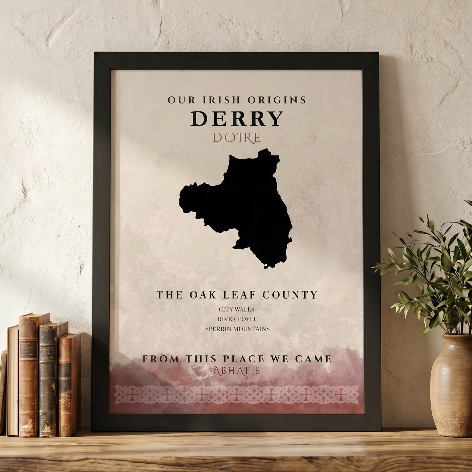 Derry Origins Celtic Motif Print (The Oak Leaf County)