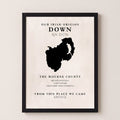 Down Irish heritage print featuring The Mourne County, front view