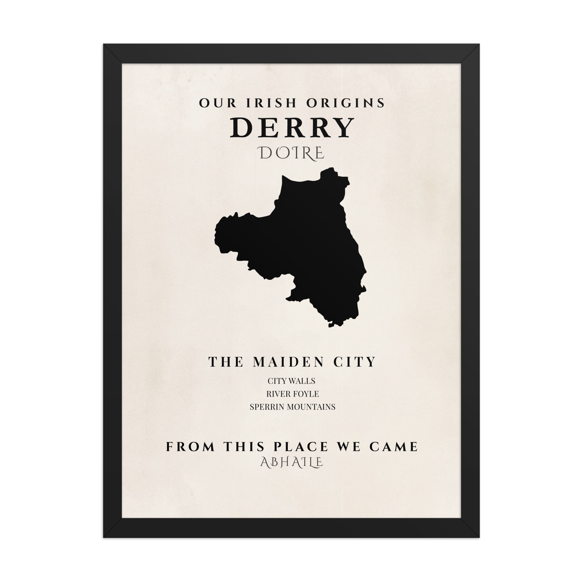 Derry Ireland Print (The Maiden County) – Irish County Wall Art Poster