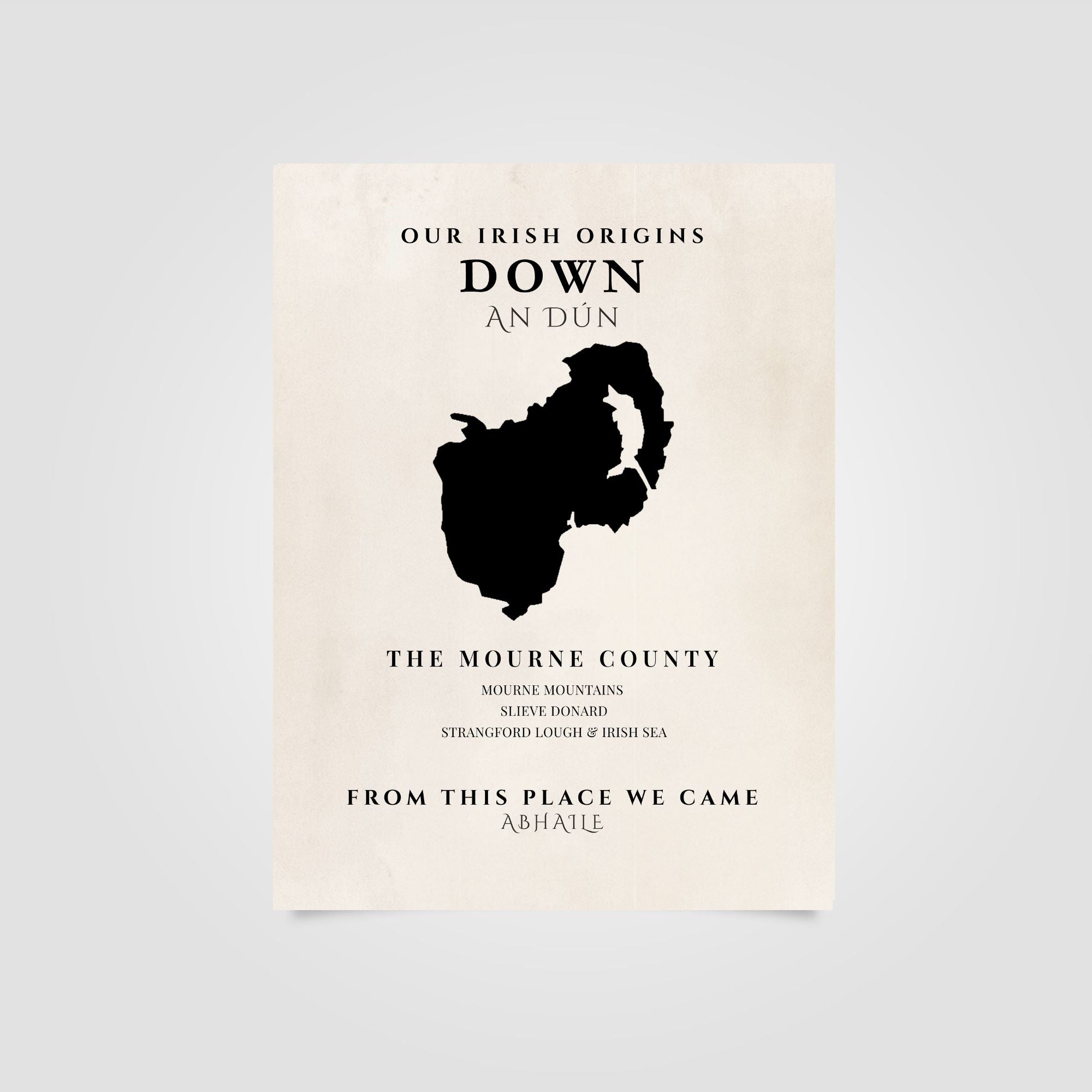 Down Ireland Print (The Mourne County) – Irish County Wall Art Poster.