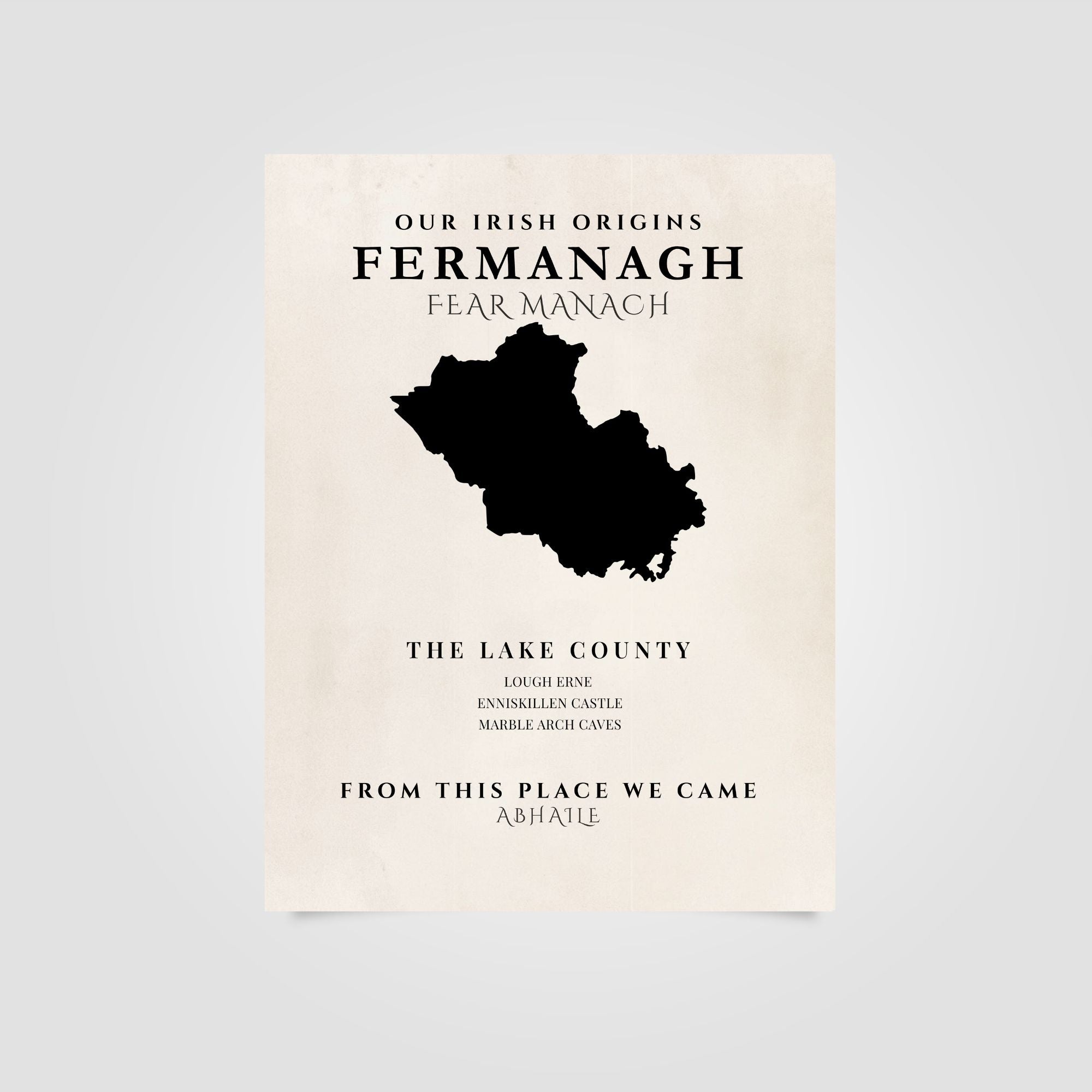 Fermanagh Ireland Print (The Lake County) – Irish County Wall Art Poster