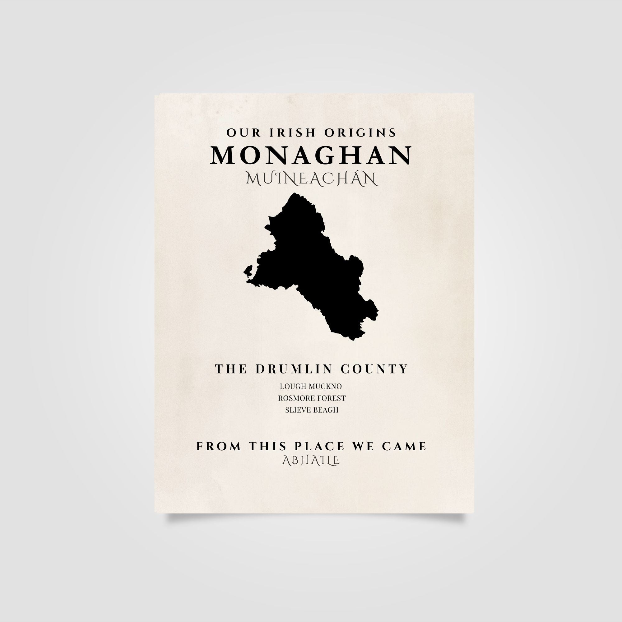 Monaghan Ireland Print (The Drumlin County) – Irish County Wall Art Poster