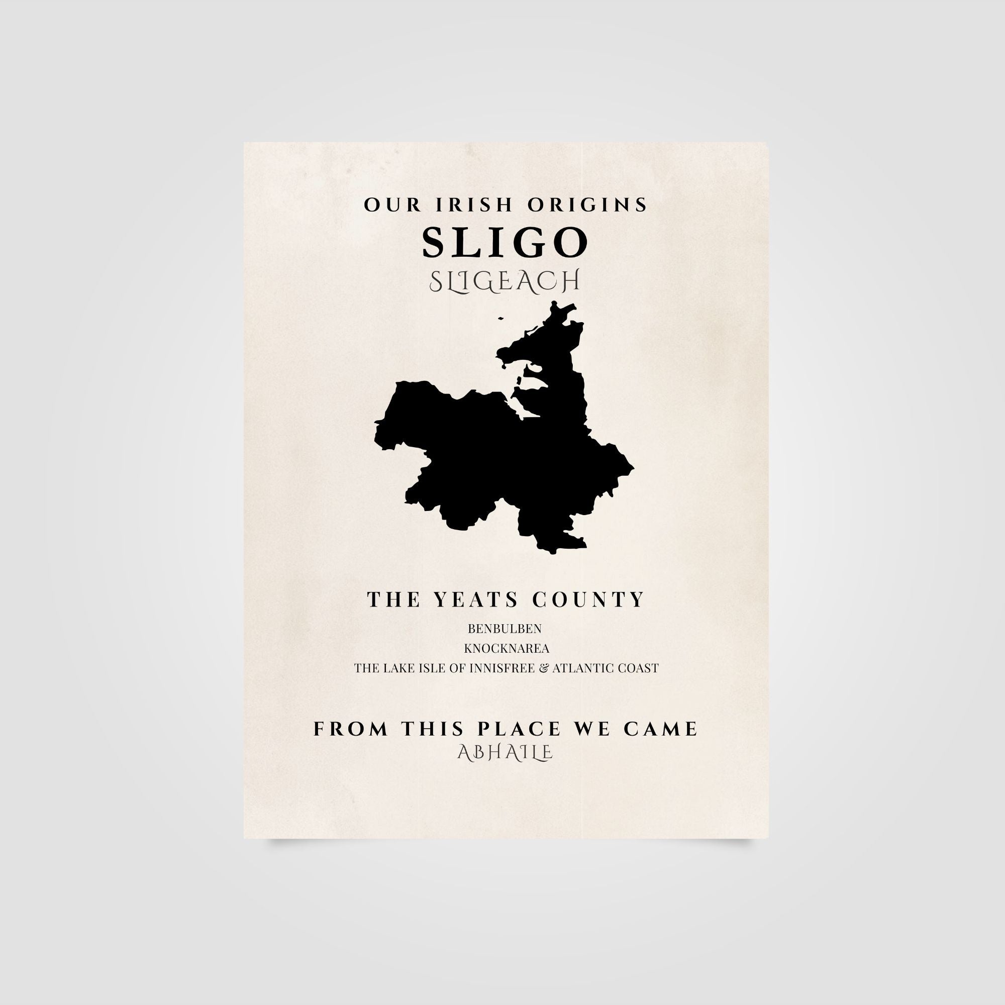 Sligo Ireland Print (The Yeats County) Irish County Wall Art Poster