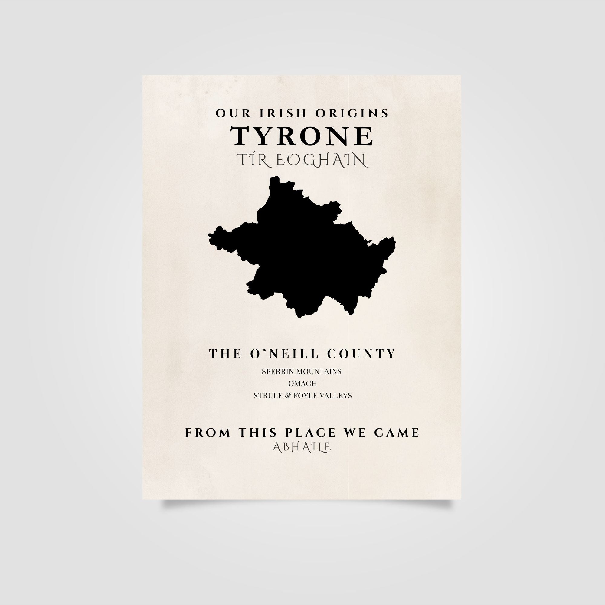 Tyrone Ireland Print (The O'Neill County) – Irish County Wall Art Poster